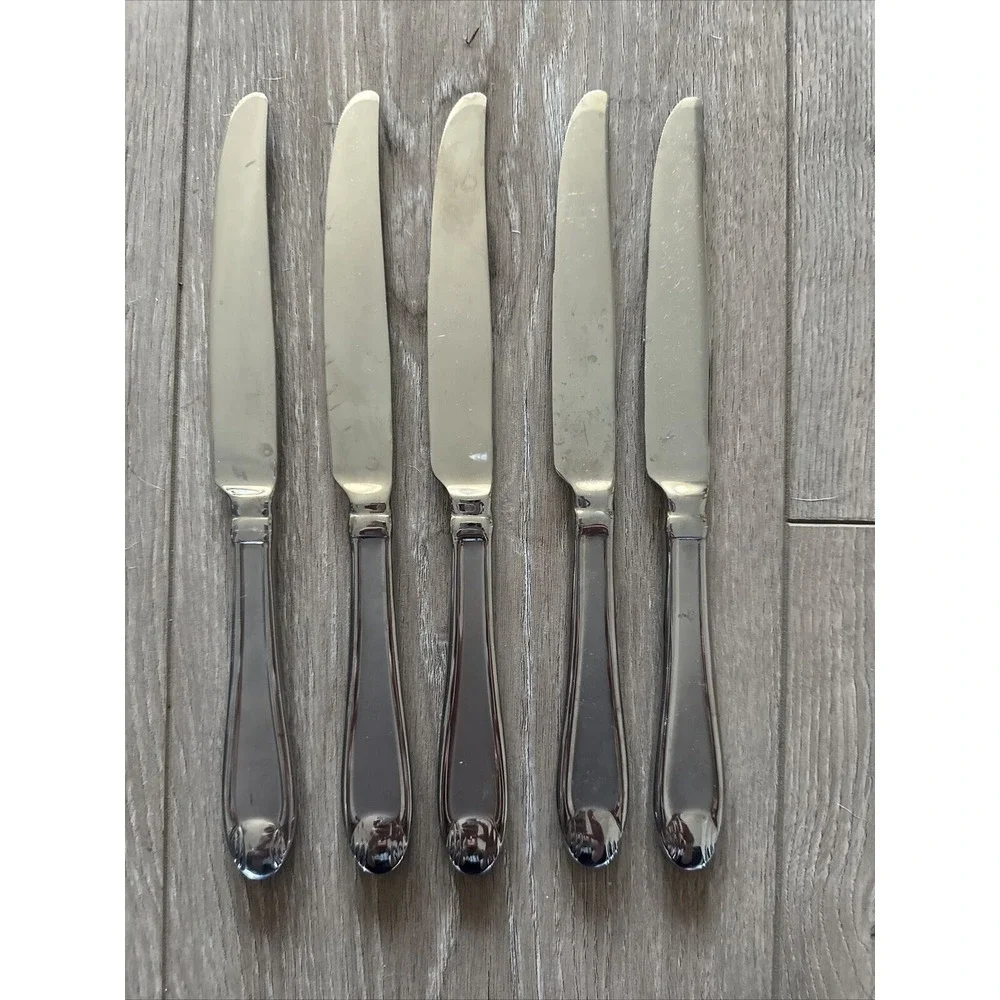 New Oneida‎ SATIN GARNET Set of 5 Dinner Knives 18/10 Stainless Flatware